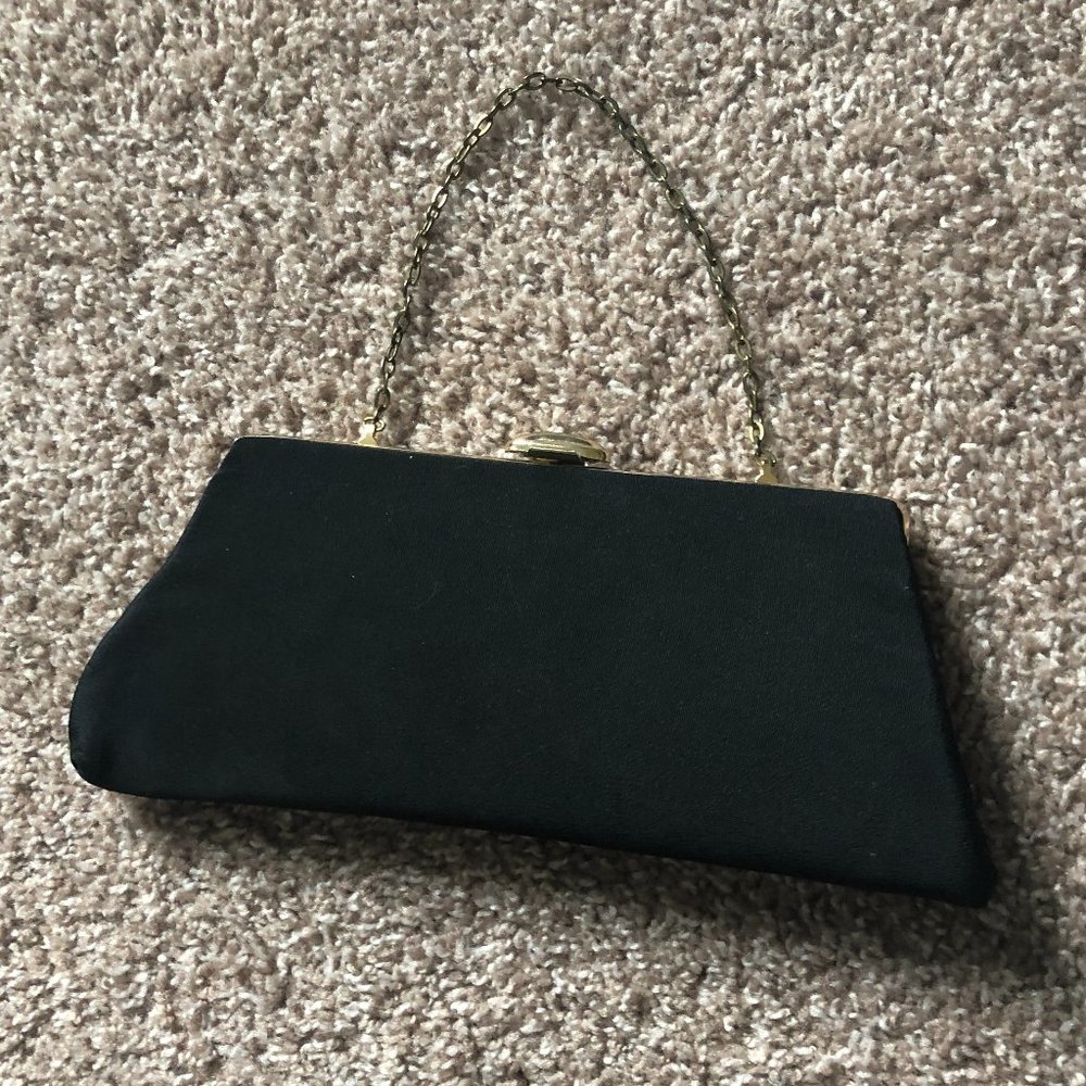Black Clutch with Gold Accents